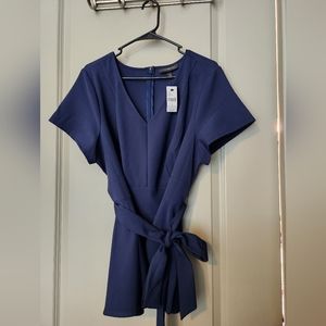 Lena V Neck Top Navy